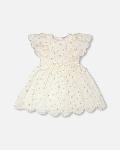 Jacquard Dress White Printed Flowers-0