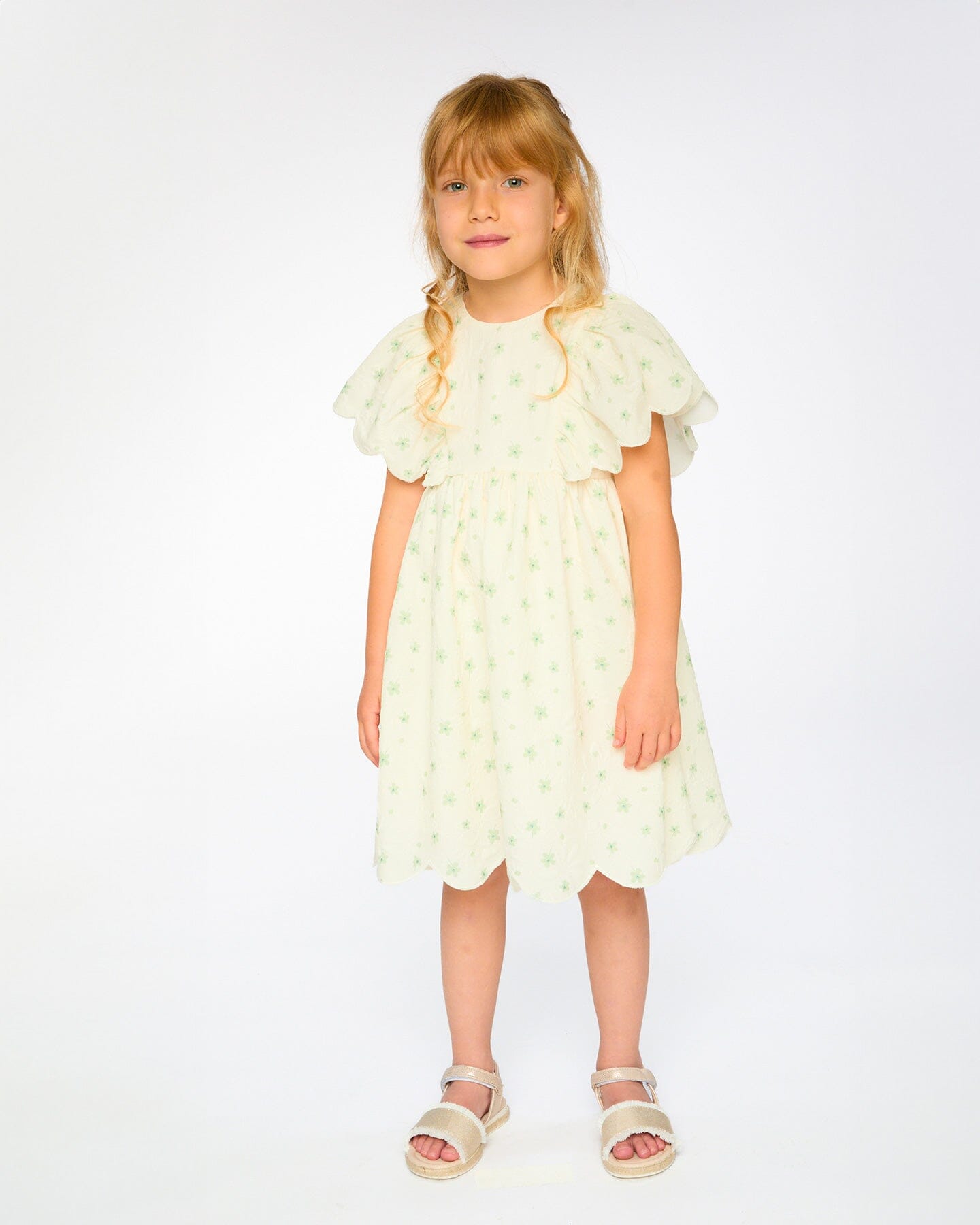 Jacquard Dress White Printed Flowers-1