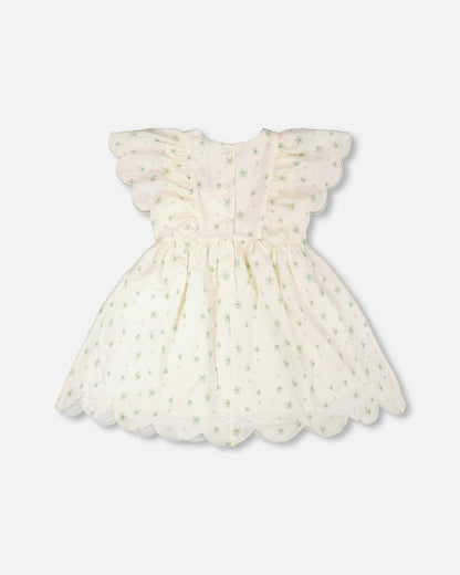 Jacquard Dress White Printed Flowers-2