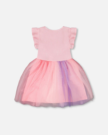 Bi-Material Mesh Dress Pale Pink-2