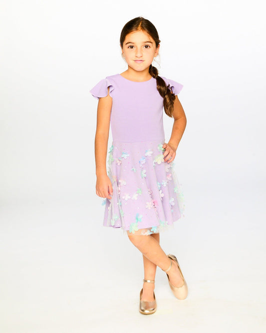 Bi-Material Dress Mauve-1