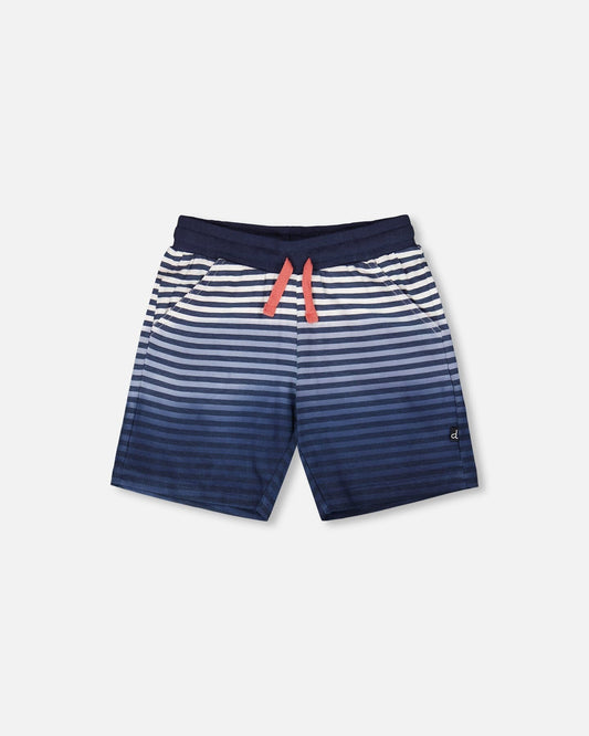Organic Cotton Shorts Blue Gradient Stripes-0