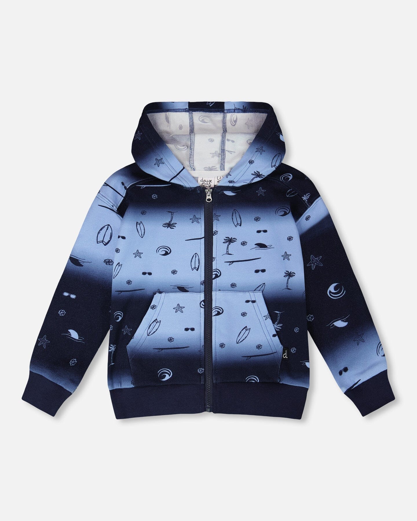 Hooded French Terry Cardigan Blue Gradient-0