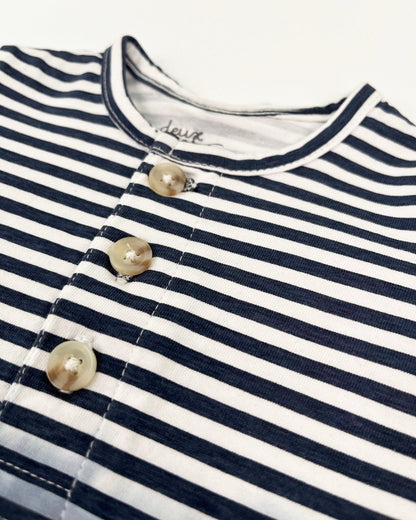 Organic Cotton Romper Blue Gradient Stripes-2