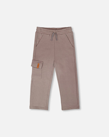 French Terry Sweatpants With Cargo Pocket Taupe-0