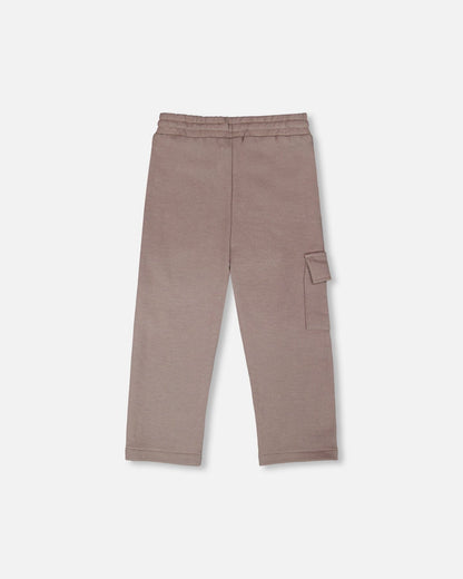 French Terry Sweatpants With Cargo Pocket Taupe-1