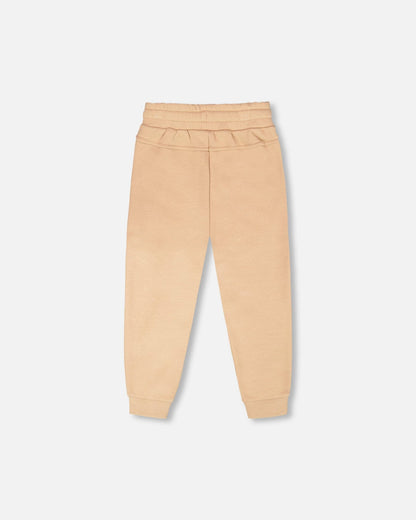 French Terry Sweatpants With Cross Seams Beige-2