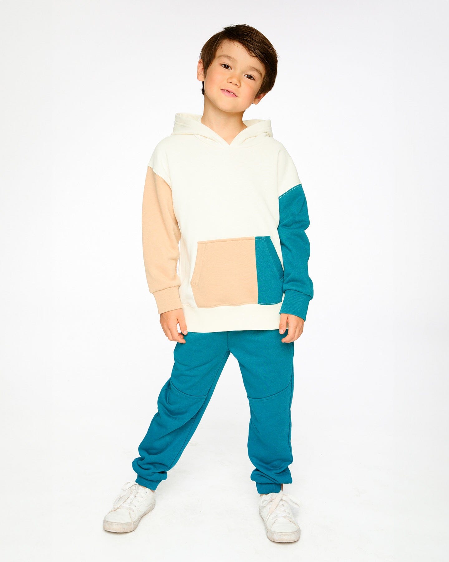 French Terry Sweatpants With Cross Seams Dark Turquoise-1