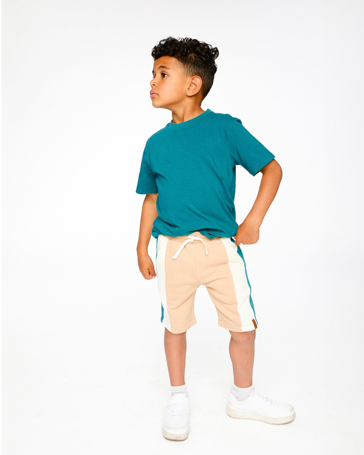 Sporty French Terry Shorts Beige-2