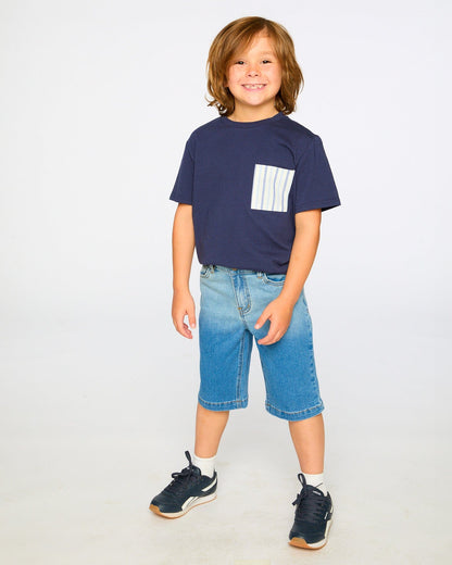Jersey T-Shirt With Chest Pocket Dark Blue-3