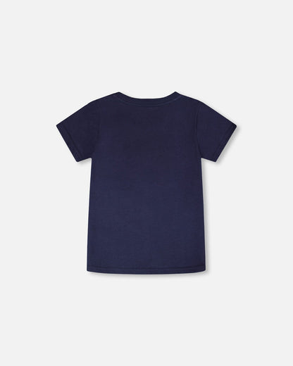 Jersey T-Shirt With Chest Pocket Dark Blue-4
