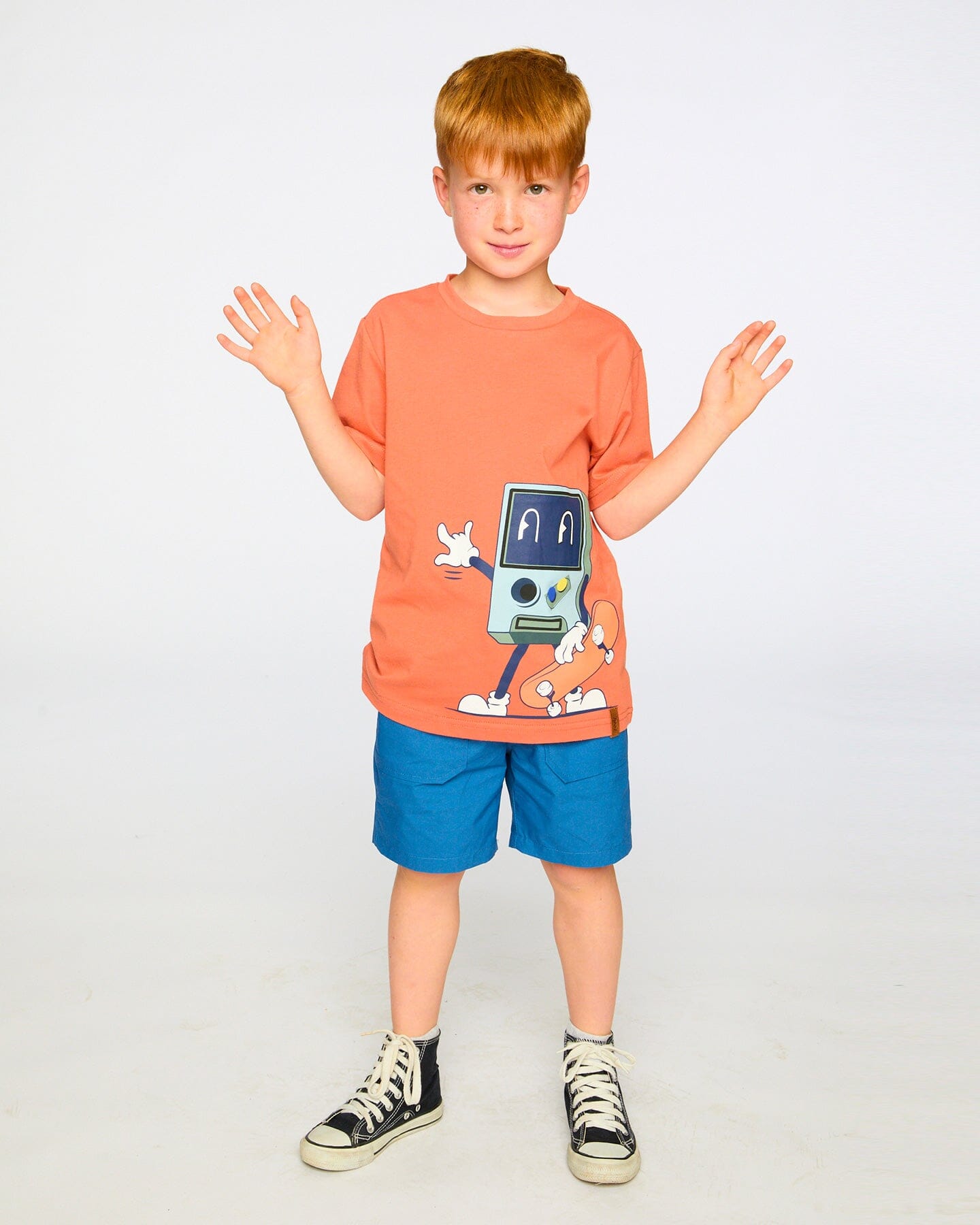 Organic Cotton Jersey T-Shirt With Print Orange-1