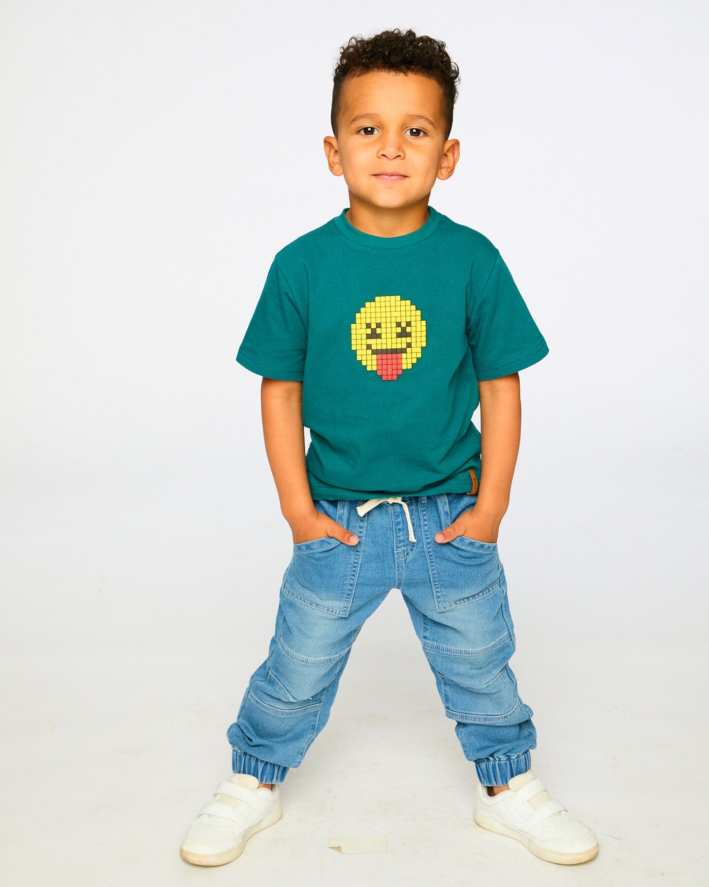 Organic Cotton Jersey T-Shirt With Print Dark Turquoise-2