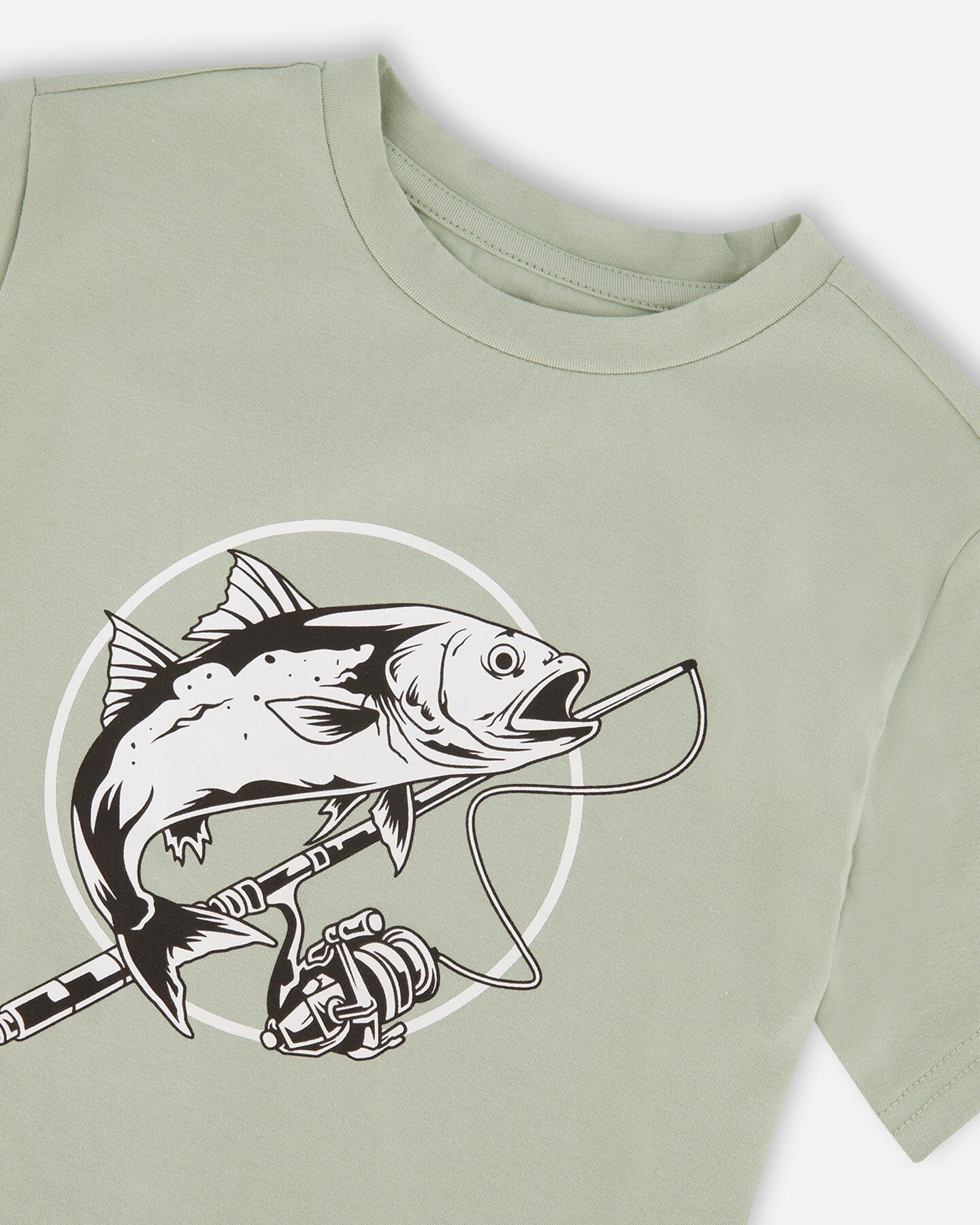 Organic Cotton Jersey T-Shirt With Print Sage-4