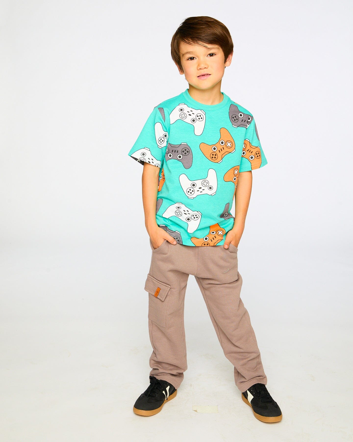 Organic Cotton Jersey T-Shirt Blue Printed Gamepads-1