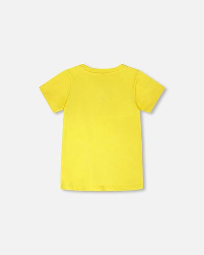Organic Cotton Jersey T-Shirt With Gamer Print Yellow-3