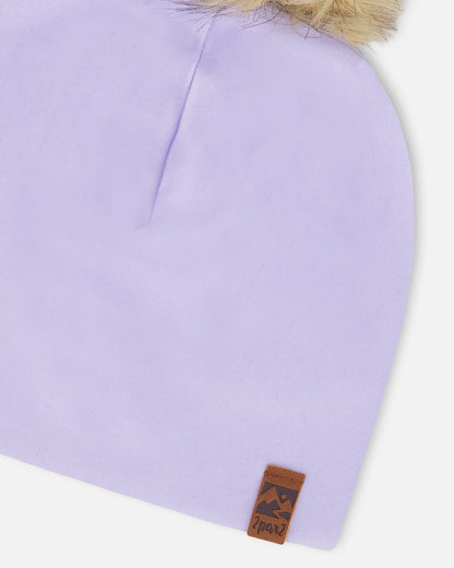 Stretch Jersey Hat Purple With Pompom-3