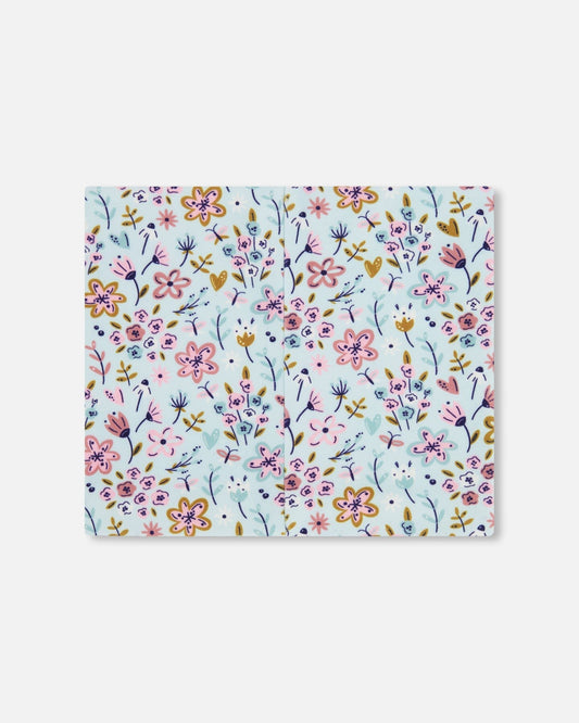 Stretch Jersey Neck Tube Blue Mini Flower Print-1