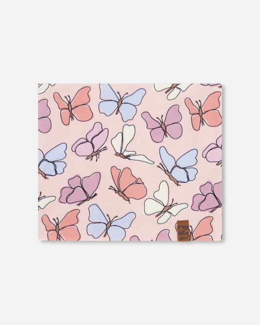 Stretch Jersey Neck Tube Pink Printed Butterflies-0