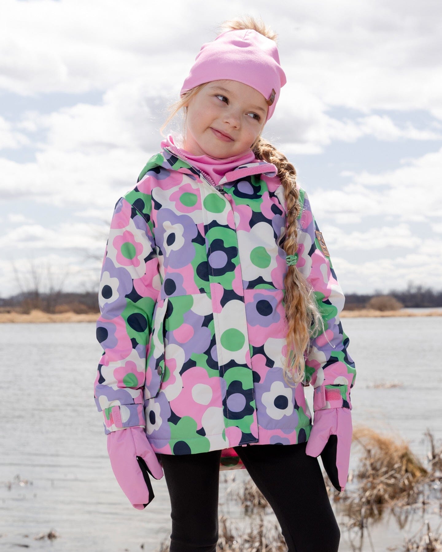 Mid-Season Jacket Black Printed Flowers-1
