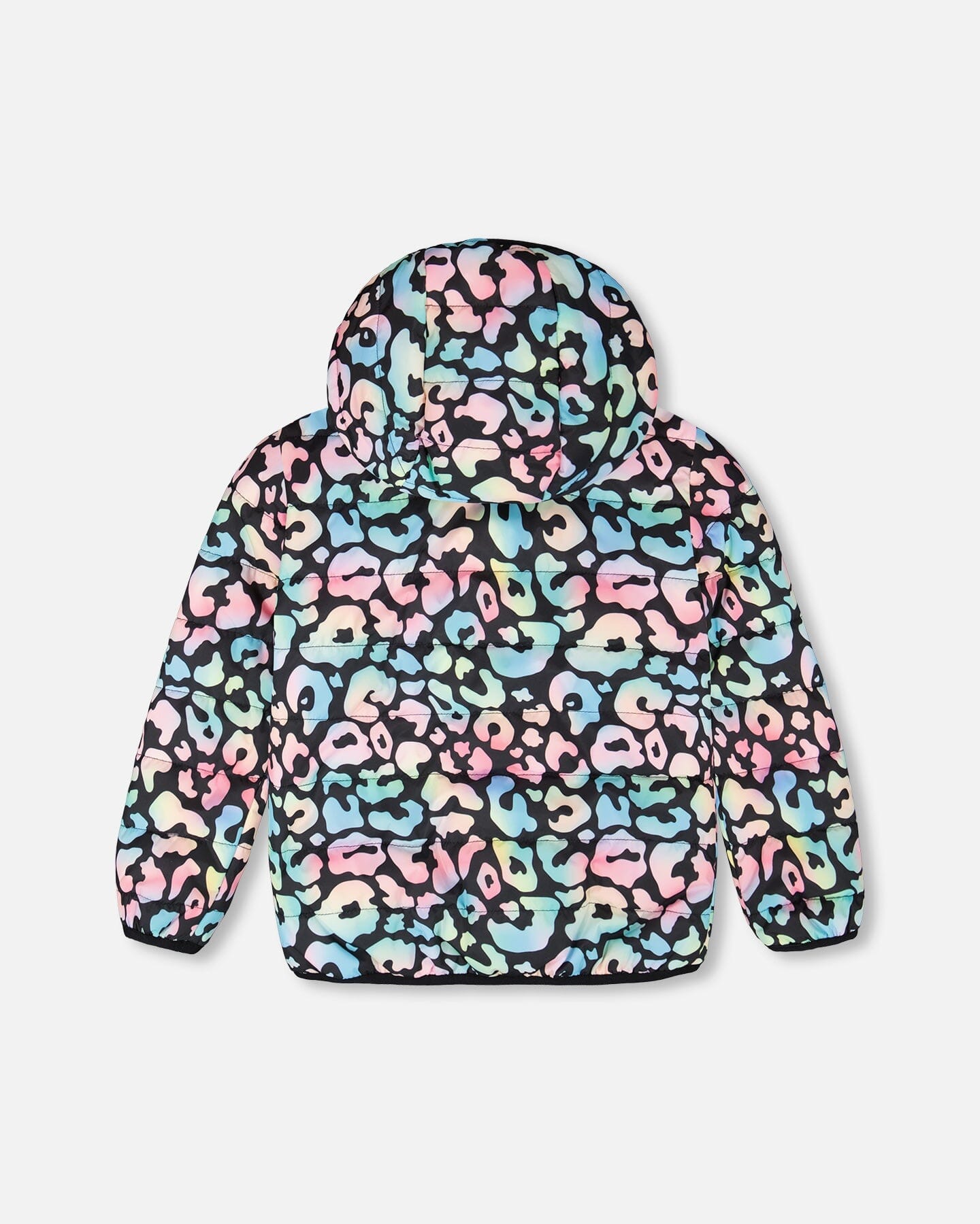 Quilted Mid-Season Jacket Black Animal Print-2