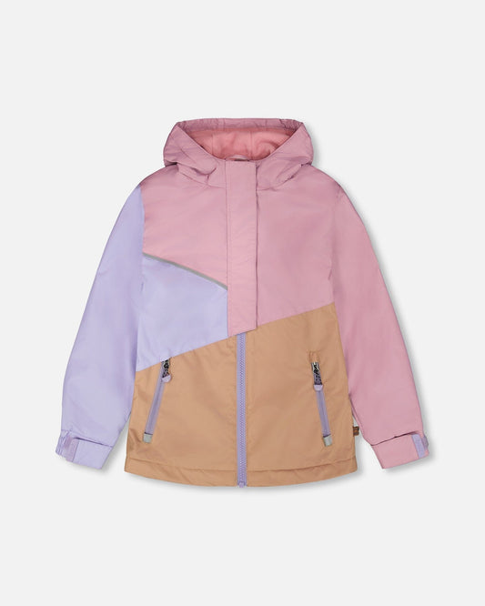 Insulated Mid-Season Jacket In Recycled Polyester Mauve, Lilac And Beige-0