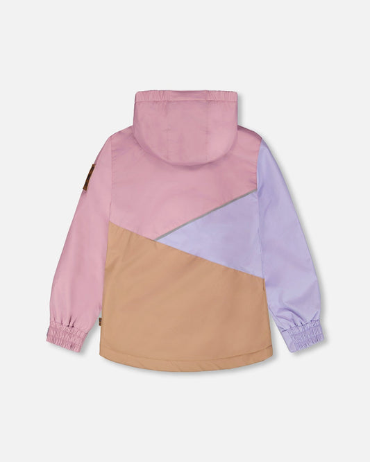 Insulated Mid-Season Jacket In Recycled Polyester Mauve, Lilac And Beige-1