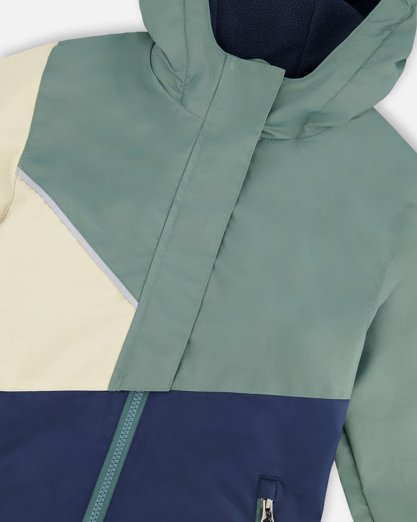 Mid-Season Jacket In Recycled Polyester Dark Green, Beige And Navy-4