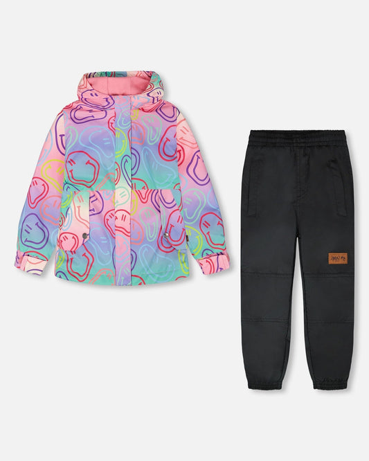 Insulated Two-Piece Mid-Season Outerwear Set Multicolored Printed Smileys-0