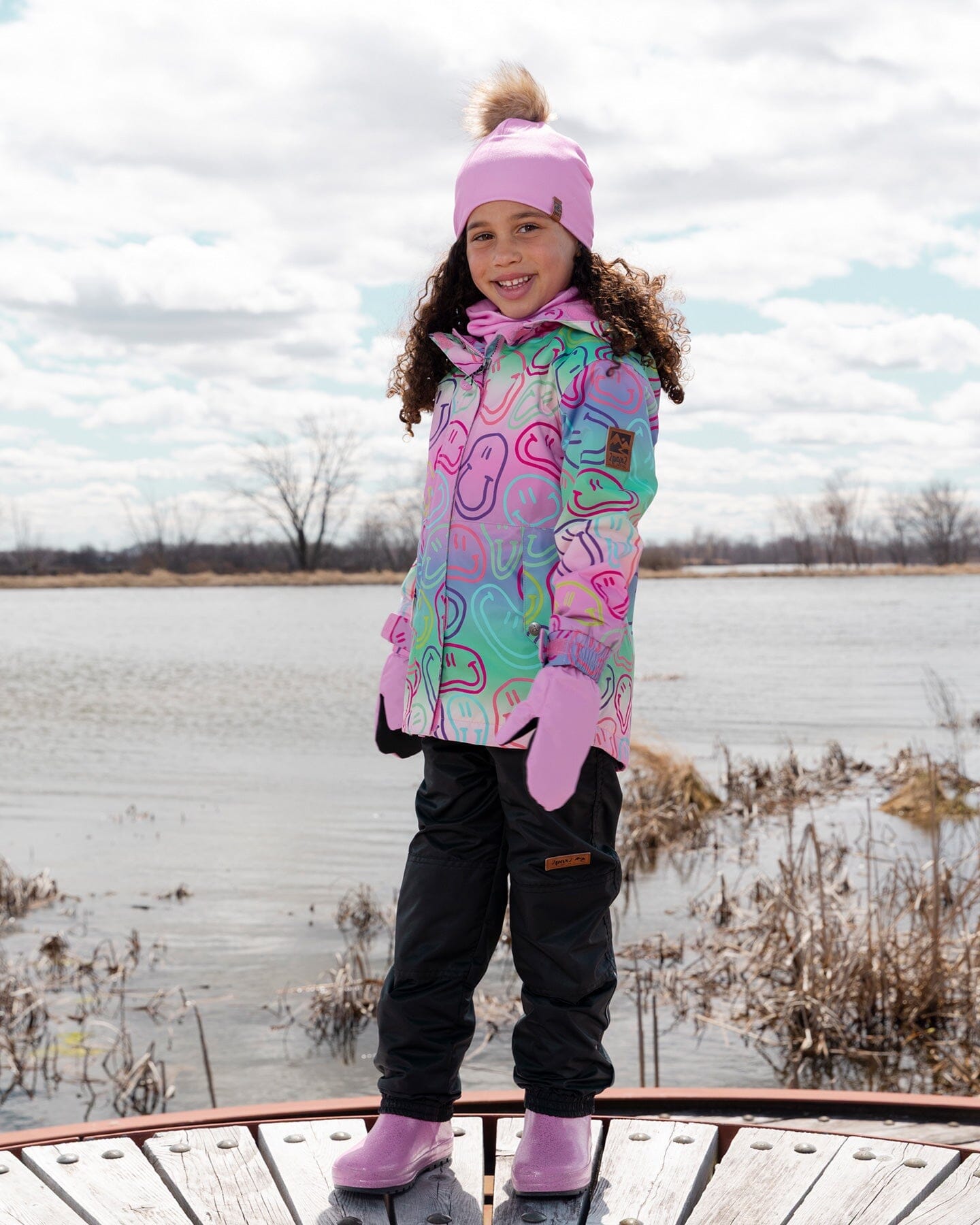 Two-Piece Mid-Season Outerwear Set Multicolored Printed Smileys-2