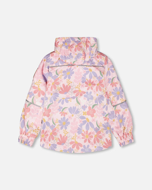 Insulated Two-Piece Mid-Season Outerwear Set Pink Flower Print-1