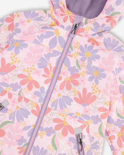 Insulated Two-Piece Mid-Season Outerwear Set Pink Flower Print-3