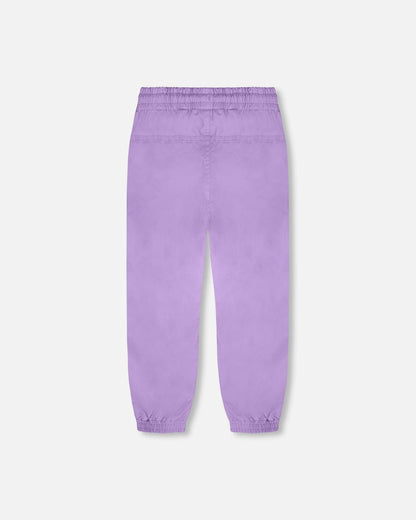 3-In-1 Two-Piece Mid-Season Outerwear With Solid Pants Set Purple Daisy Print-3