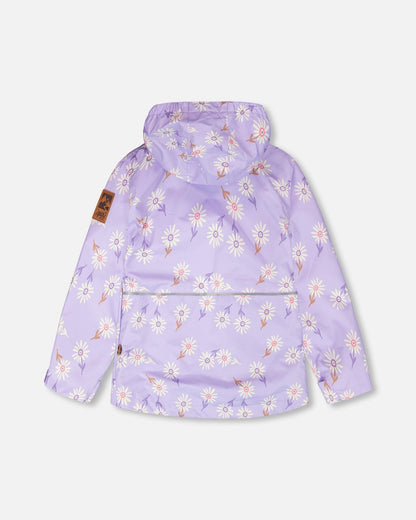 3-In-1 Two-Piece Mid-Season Outerwear Set Purple Daisy Print-3
