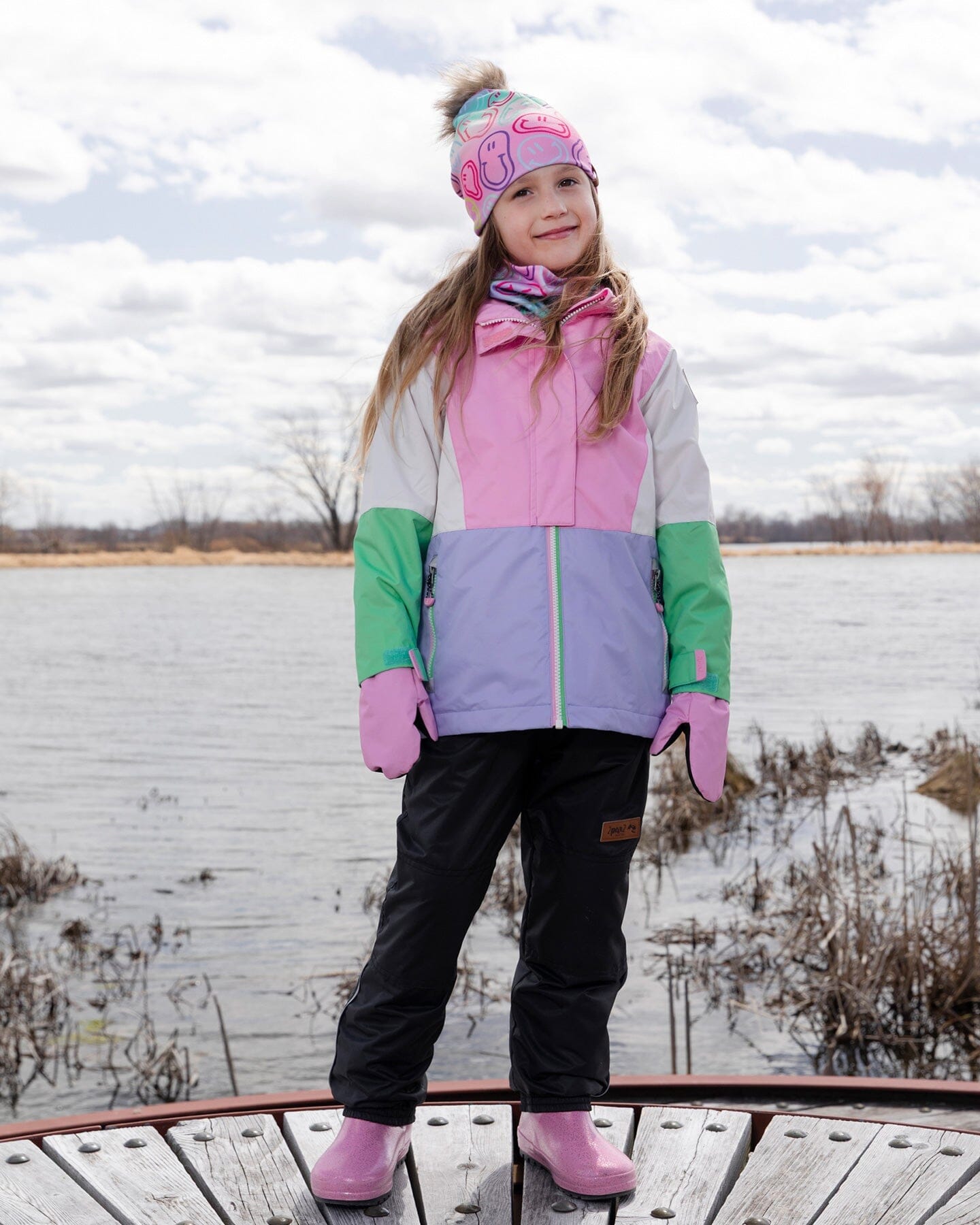 3-In-1 Two-Piece Mid-Season Outerwear Set Pink Colorblock-1