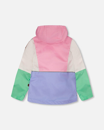 3-In-1 Two-Piece Mid-Season Outerwear Set Pink Colorblock-2