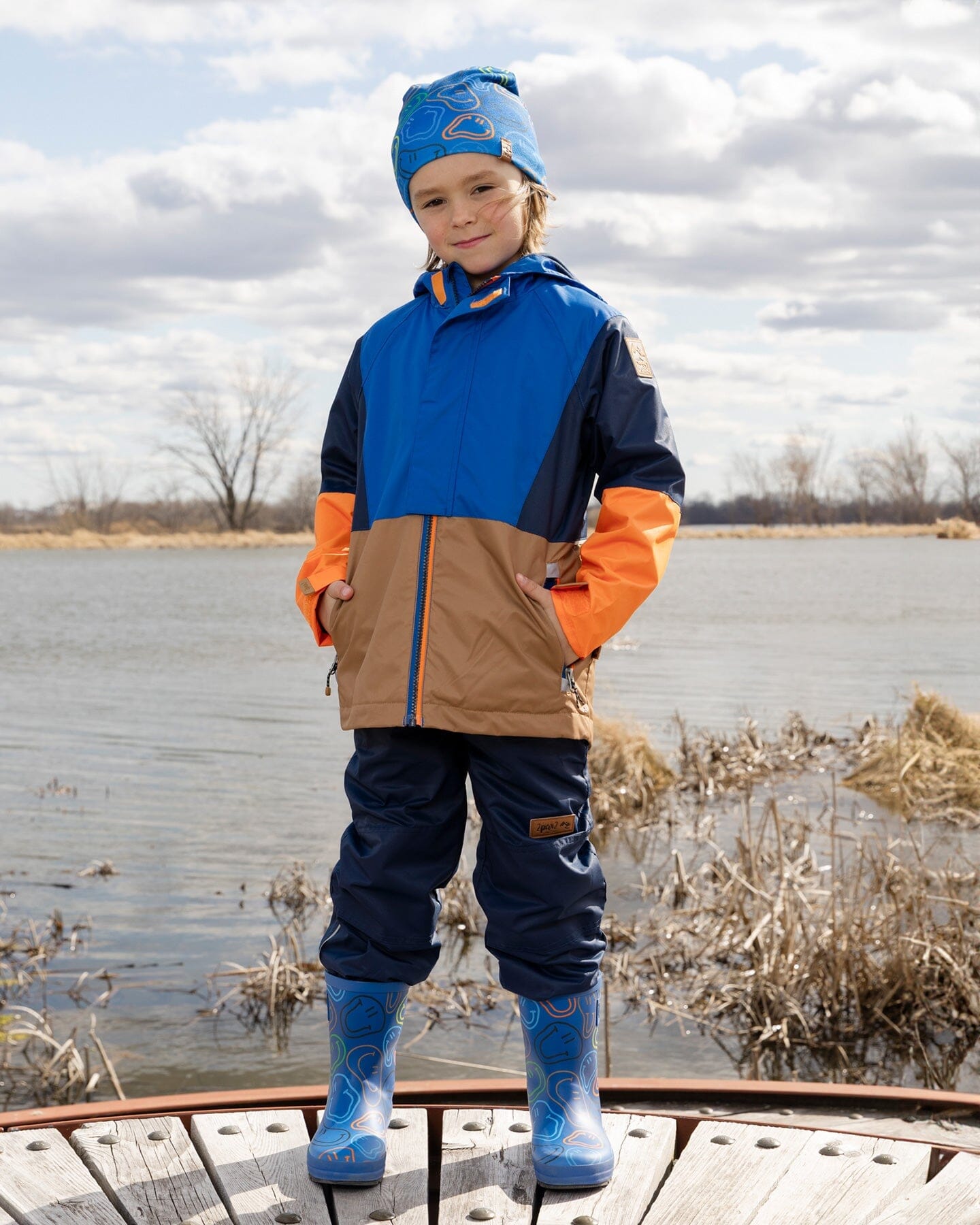 3-In-1 Two-Piece Mid-Season Outerwear Set Blue Colorblock-1