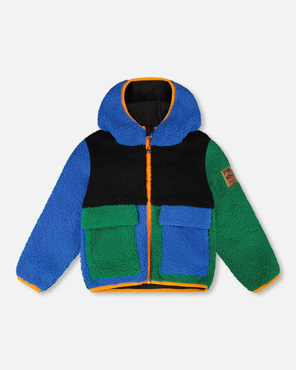 Sherpa Jacket Blue Colorblock-0