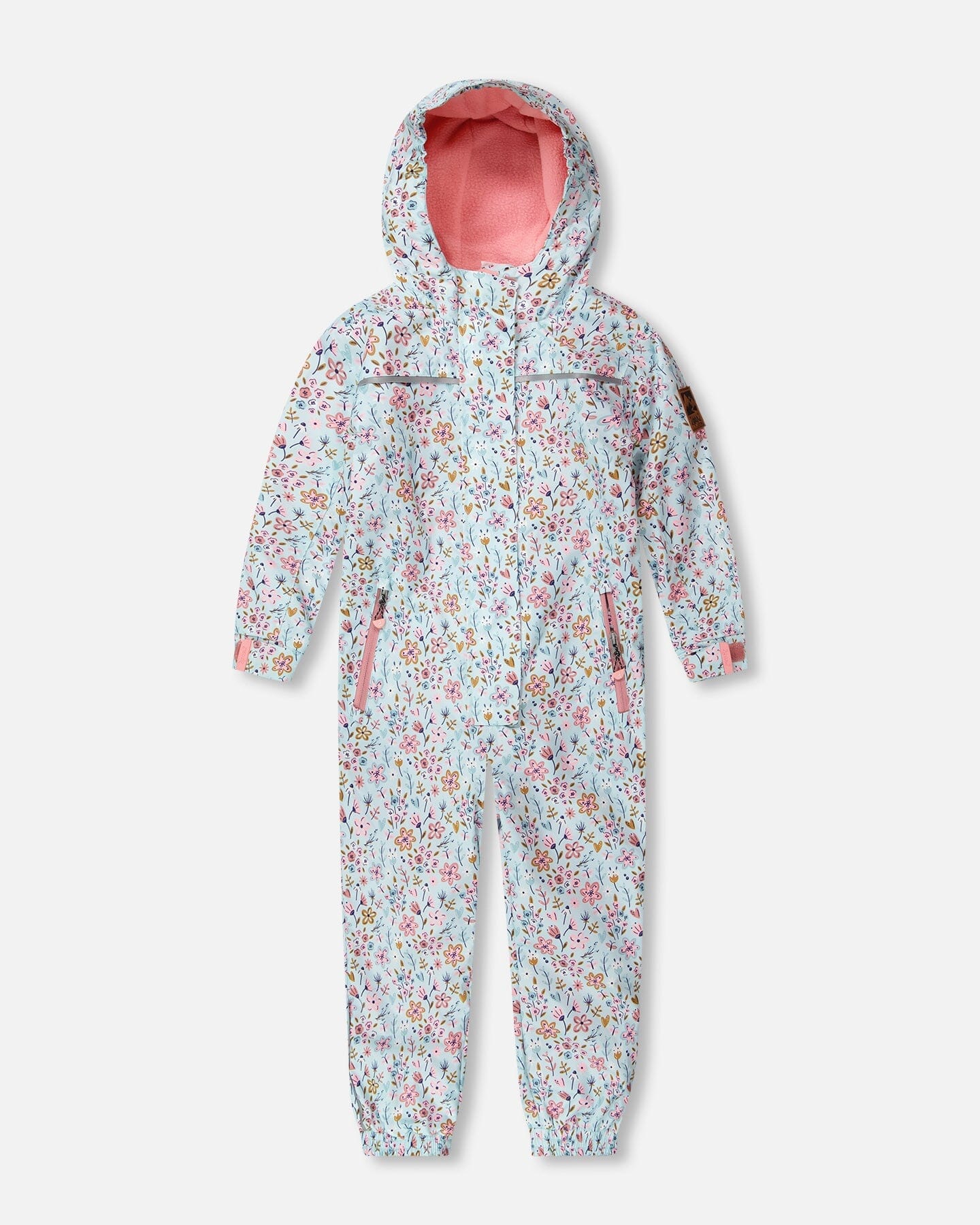 Kids Mid-Season One-Piece Outerwear Blue Mini Flower Print-0