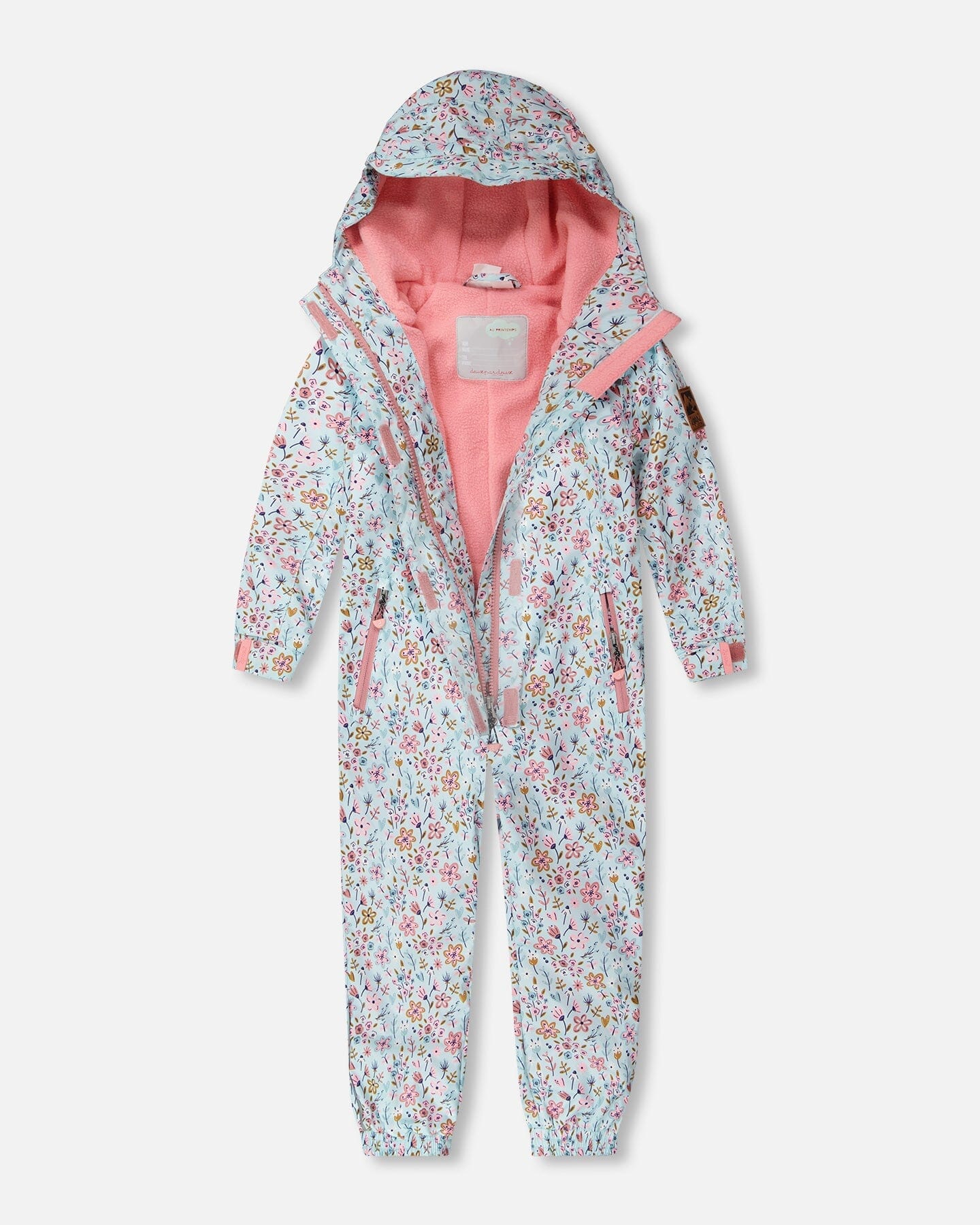 Kids Mid-Season One-Piece Outerwear Blue Mini Flower Print-2
