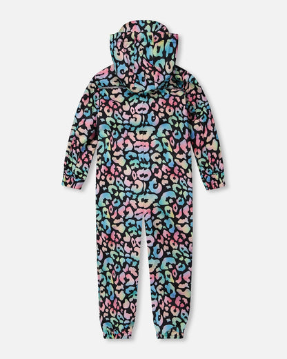 Kids Mid-Season One-Piece Outerwear Black Animal Print-4