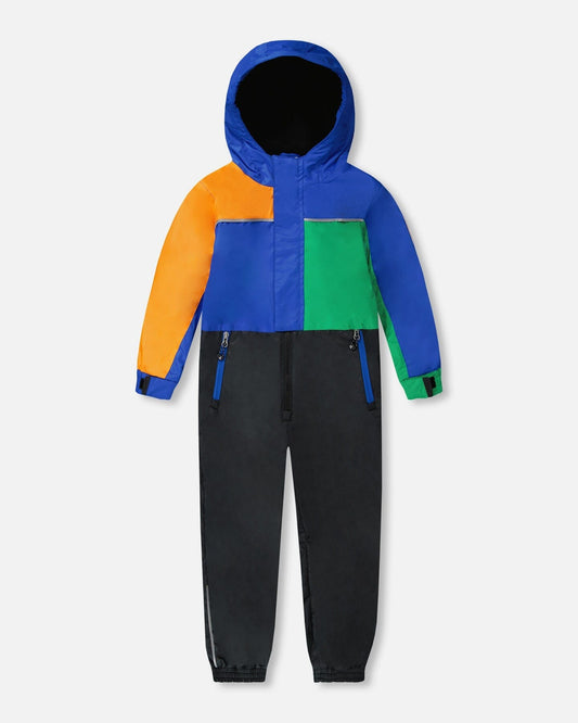 Kids Mid-Season One-Piece Outerwear Royal Blue Colorblock-0