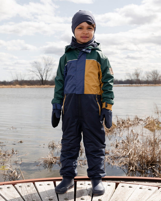 Kids Mid-Season One-Piece Outerwear Navy Colorblock-1