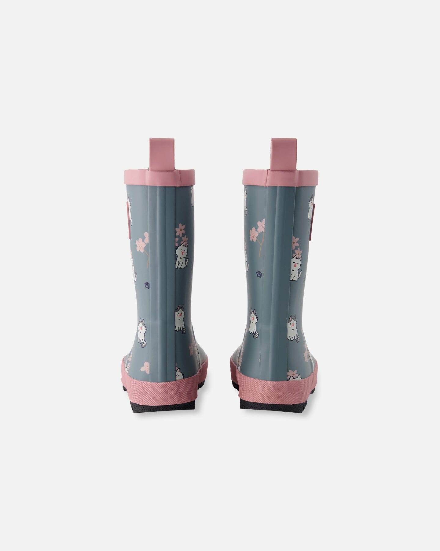 Rain Boots In Natural Rubber Green Cat Print-3