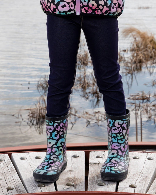 Rain Boots In Natural Rubber Black Animal Print-1