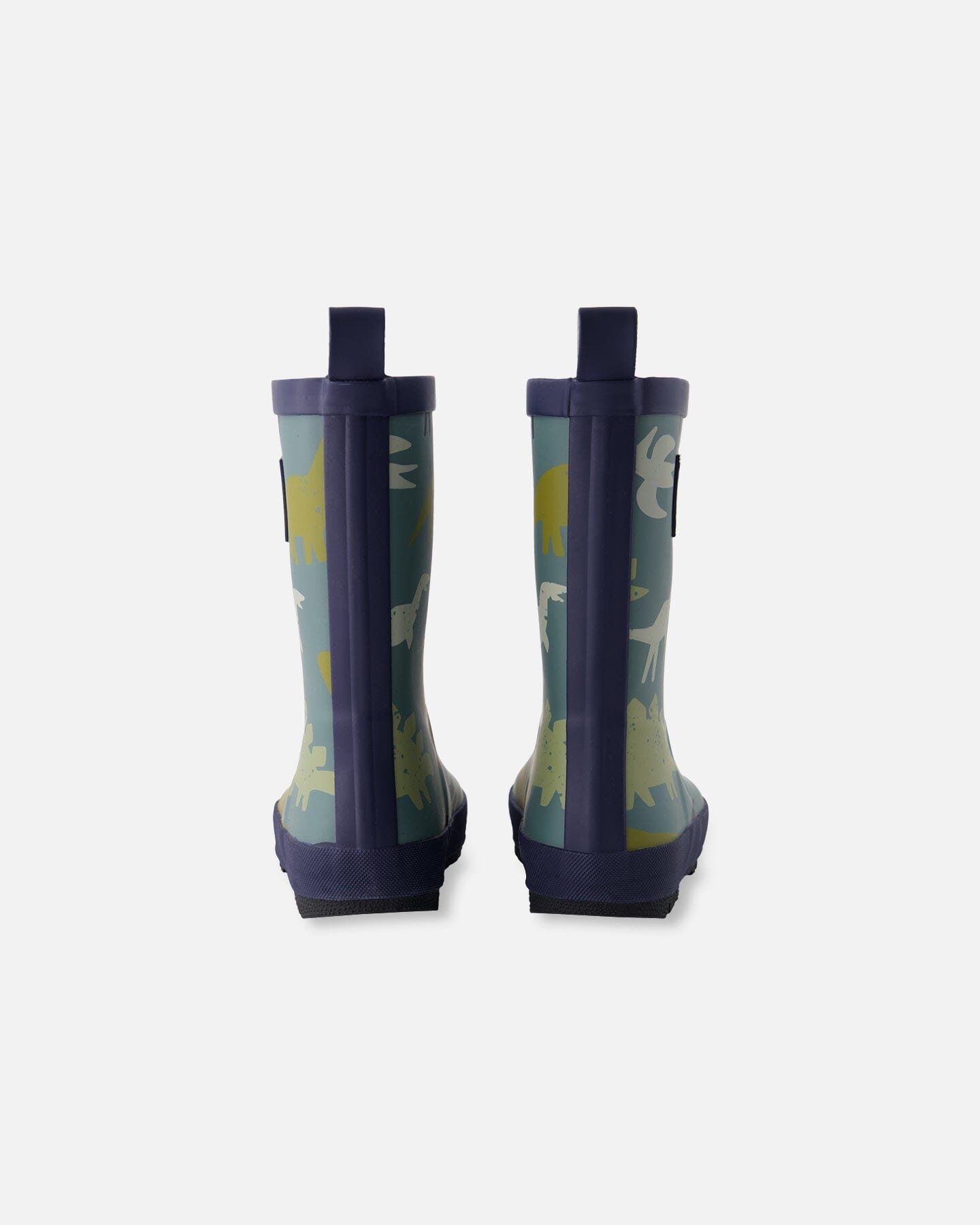 Rain Boots In Natural Rubber Green Dinosaur Print-3