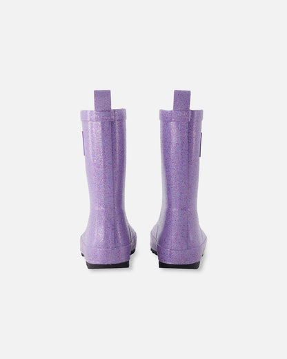 Rain Boots In Natural Rubber Purple Glitter-4