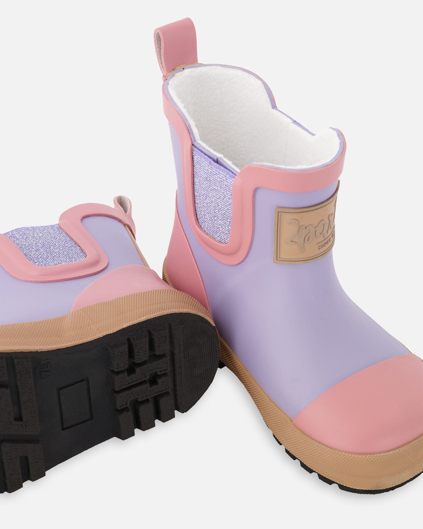 Short Rain Boots In Natural Rubber Lavender-2