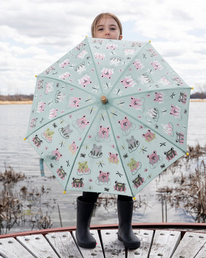 Color-Changing Umbrella Green Frog Print-1