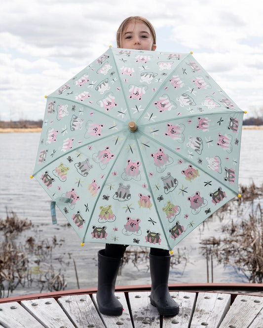 Color-Changing Umbrella Green Frog Print-1